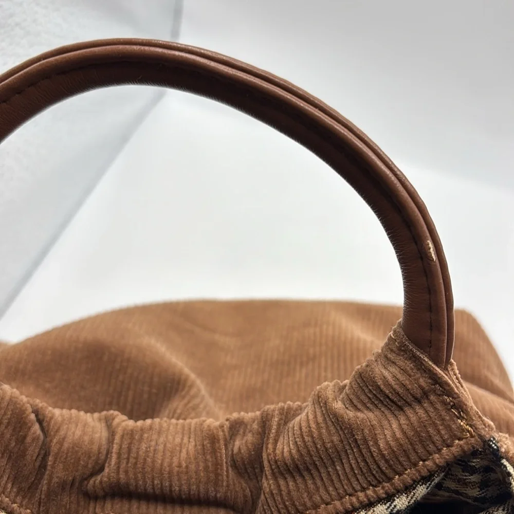 Brandy Melville light brown Corduroy mini bag exterior pocket casual festival - Picture 6 of 16